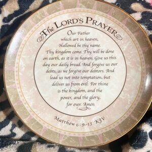 Avon The Lord's Prayer Plate in Pink and Gold Accents